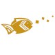 Sticker Poisson carré ocre tri