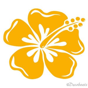 Grand sticker Hibiscus jaune moutarde