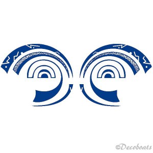 2 stickers Yeux Polynésiens bleu reflex