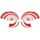 2 stickers Yeux Polynésiens rouge feu