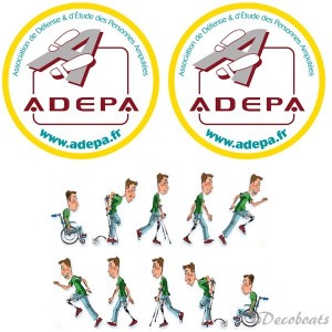 Lot 6 stickers coque + 6 stickers voile ADEPA