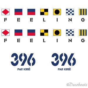lot de 2 logos Feeling + 2 stickers 396 par Kirie + 2 liseres blancs