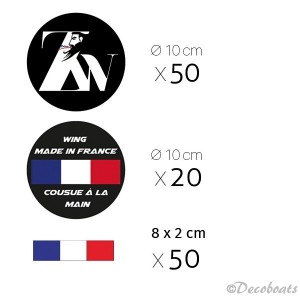 Lot 120 adhésifs voile Zephir rond et drapeau