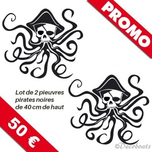 lot 2 stickers pieuvres pirates noirs 40 cm
