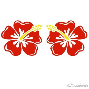 Stickers Hibiscus rouges et jaunes