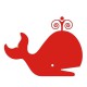 Sticker baleine rouge feu