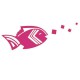 Sticker Poisson carré magenta tri